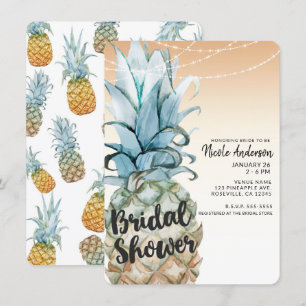 Invitation Tropical Pineapple & Guirlandes Lumineuses Baby Sh
