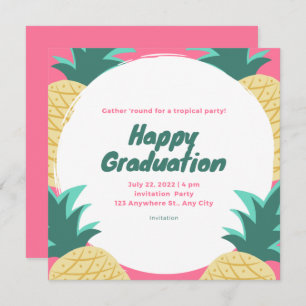 Invitation Tropical Pineapple Luau Graduation Party 