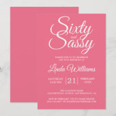 Invitation Tropical Pink 60 et Sassy 60th Birthday Party (Devant / Derrière)