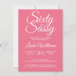 Invitation Tropical Pink 60 et Sassy 60th Birthday Party<br><div class="desc">Célébrez 60 ans de style avec ce design moderne de 60e anniversaire en rose tropicale, une invitation chic de 60e anniversaire que vous pouvez simplement personnaliser et envoyer pour votre fête de soixantième anniversaire. Les mots soixante et sassy en blanc sont définis en utilisant un script élégant. Si vous avez...</div>