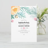 Invitation Tropical Pink and Mint Floral Bachelorette Party (Debout devant)