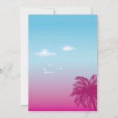 Invitation Tropical Pink Blue Beach Party Palm Trees Annivers (Dos)