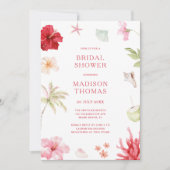 Invitation Tropical Pink Coral Bridal Shower (Devant)