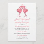 Invitation Tropical Pink Flamingo Just Married Announcement (Devant)