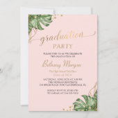 Invitation Tropical Pink Gold Arch Photo Graduation Party (Devant)