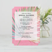 Invitation Tropical Pink Green Leaf douche nuptiale (Debout devant)