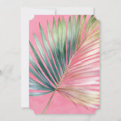 Invitation Tropical Pink Green Leaf douche nuptiale (Dos)