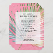 Invitation Tropical Pink Green Leaf douche nuptiale (Devant / Derrière)