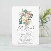 Invitation Tropical Pink Hibiscus Botanical Bat Mitzvah (Debout devant)
