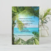 Invitation Tropical Plage Feuilles de Palmier Mariage Chic In (Debout devant)