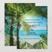 Invitation Tropical Plage Feuilles de Palmier Mariage Chic In (Devant / Derrière)