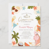 Invitation Tropical Pool Party Pink Flamingo Quinceañera  (Devant)