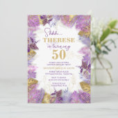Invitation Tropical Purple Gold Surprise 50e anniversaire (Debout devant)