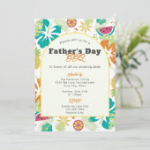 Invitation Tropical Retro Floral Fun Fête des pères BBQ Party (Debout devant)