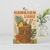 Invitation Tropical Retro Tiki Drink Hawaiian Luau Anniversai (Debout devant)