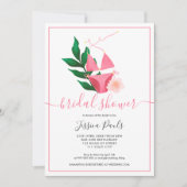 Invitation Tropical rose bikini fleuri d'été douche nuptiale (Devant)