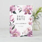 Invitation Tropical rose élégant orchidée floral Enregistrer (Debout devant)