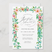 Invitation Tropical Rose Floral Moderne Fête des mariées de s (Devant)