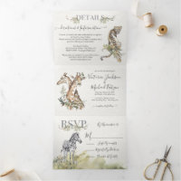 Invitation Tropical Safari Jungle Mariage Tri-Fold