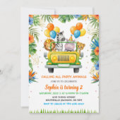 Invitation Tropical Safari Wild One Jungle Animals Birthday (Devant)