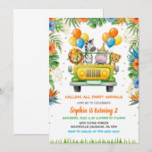 Invitation Tropical Safari Wild One Jungle Animals Birthday (Devant / Derrière)