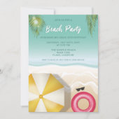 Invitation Tropical Sand Beach Waves fête d'anniversaire Turq (Devant)