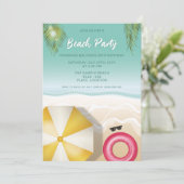 Invitation Tropical Sand Beach Waves fête d'anniversaire Turq (Debout devant)