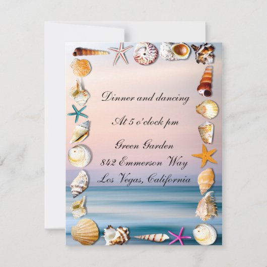 Invitation Tropical Sandy Beach & Seashells Réception de mari (Devant)