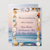 Invitation Tropical Sandy Beach & Seashells Réception de mari (Devant / Derrière)
