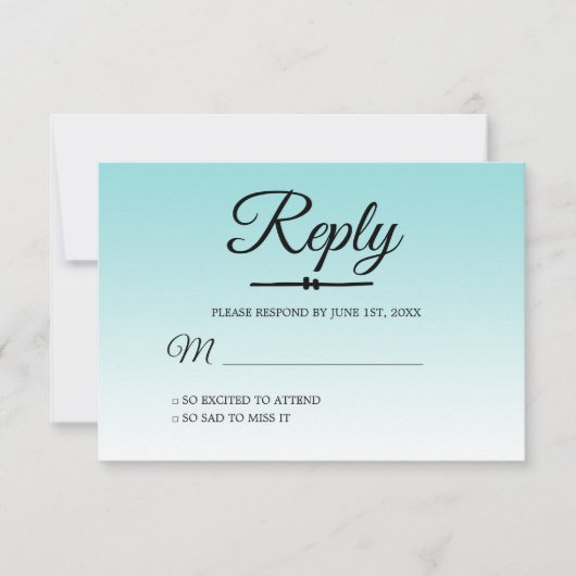 Invitation Tropical Sea Shell Blue Ombre Sweet 16 RSVP (Devant)