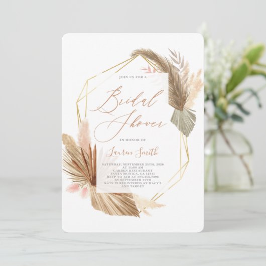 Invitation Tropical séché feuillage nuptiale (Debout devant)