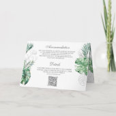 Invitation Tropical Silver Palm Photo QR Code Mariage (Dos)