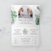 Invitation Tropical Silver Palm Photo QR Code Mariage (Intérieur)