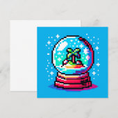 Invitation Tropical Snow Globe Pixel Art Beach Hiver (Devant / Derrière)
