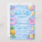 Invitation Tropical Sparkle Bachelorette Pool Party (Devant)