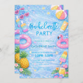 Invitation Tropical Sparkle Bachelorette Pool Party (Devant / Derrière)