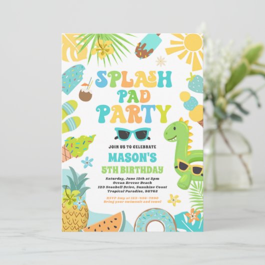 Invitation Tropical Splash Pad Fête d'été (Debout devant)