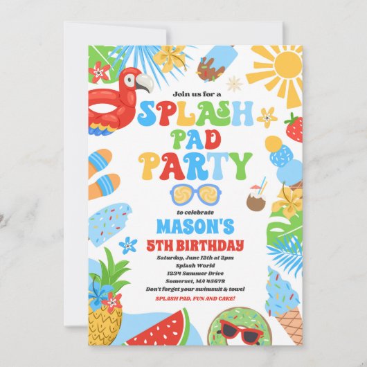 Invitation Tropical Splash Pad Fête d'été (Devant)