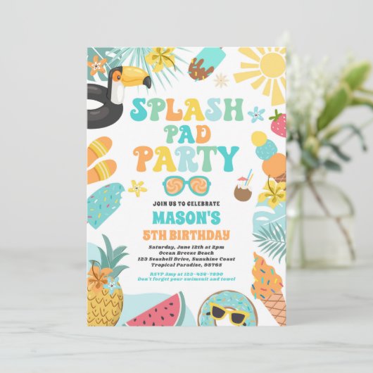 Invitation Tropical Splash Pad Fête d'été (Debout devant)
