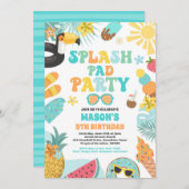Invitation Tropical Splash Pad Fête d'été (Devant / Derrière)