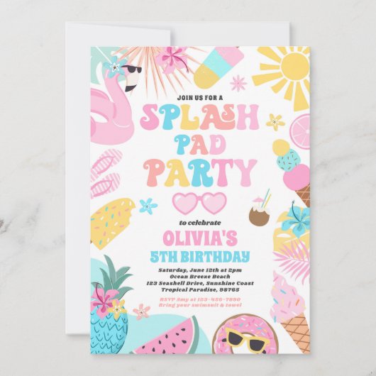 Invitation Tropical Splash Pad Fête d'été (Devant)
