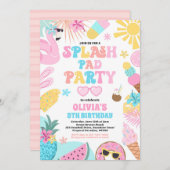Invitation Tropical Splash Pad Fête d'été (Devant / Derrière)