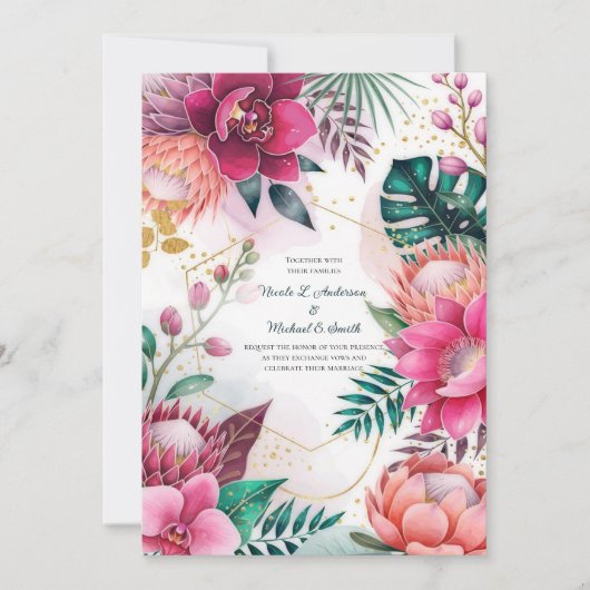 Invitation Tropical Stardust Garden Floral Paradise Wedding  (Devant)