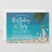 Invitation Tropical Starfish Beach Bottle Été Anniversaire (Devant)