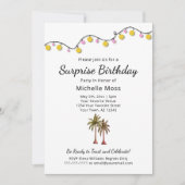 Invitation Tropical String Lights Palm Trees Anniversaire (Devant)