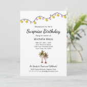 Invitation Tropical String Lights Palm Trees Anniversaire (Debout devant)