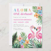 Invitation Tropical Summer 1er Flamingo Onederland Anniversa (Devant)