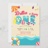 Invitation Tropical Summer Beach Girl 1er anniversaire (Devant)