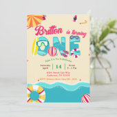 Invitation Tropical Summer Beach Girl 1er anniversaire (Debout devant)