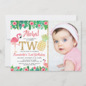 Invitation Tropical Summer Beach Luau Girl Photo 2e anniversa (Devant)